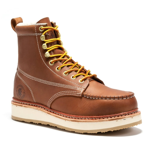 ROCKROOSTER Norwood Men's 6 inch Brown steel toe wedge work boots