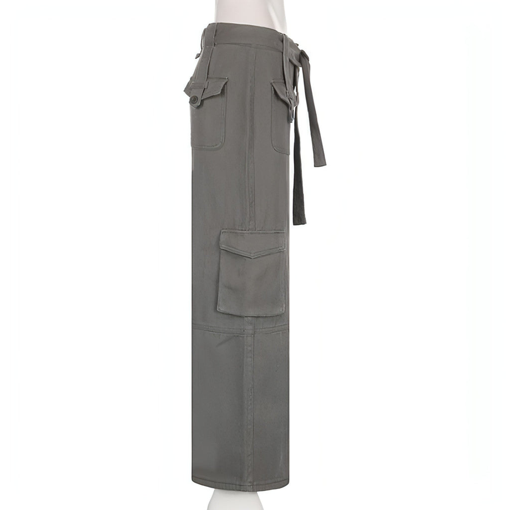 Women’s Utility Cargo Pants – Vintage Multi-Pocket Streetwear Fit