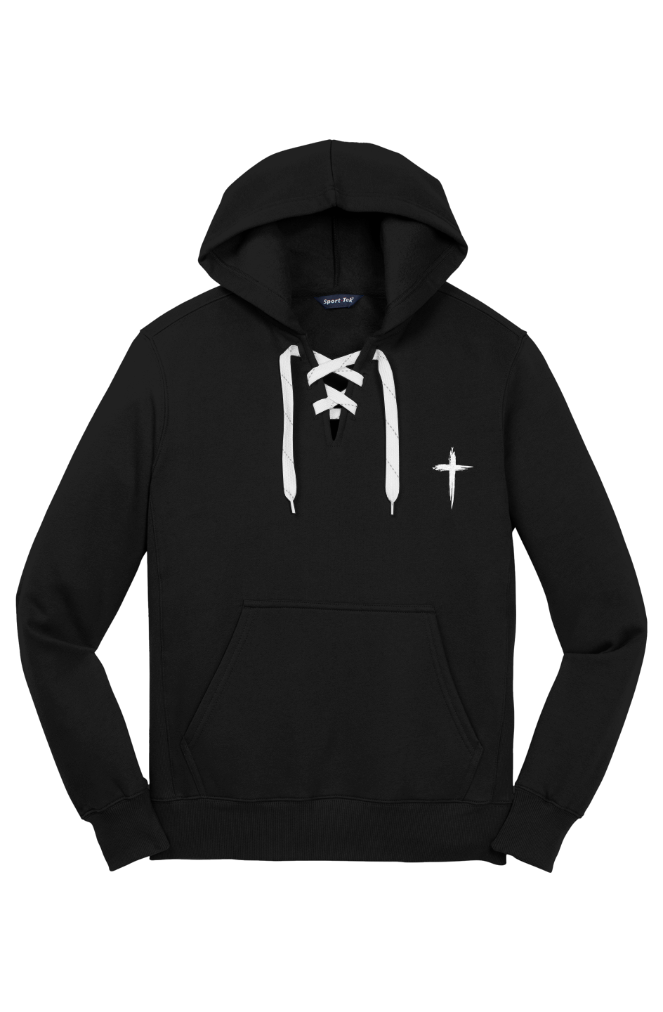 Iron & Oak lace Up Cross Hoodie-Men's Embroidered faith Hoodie