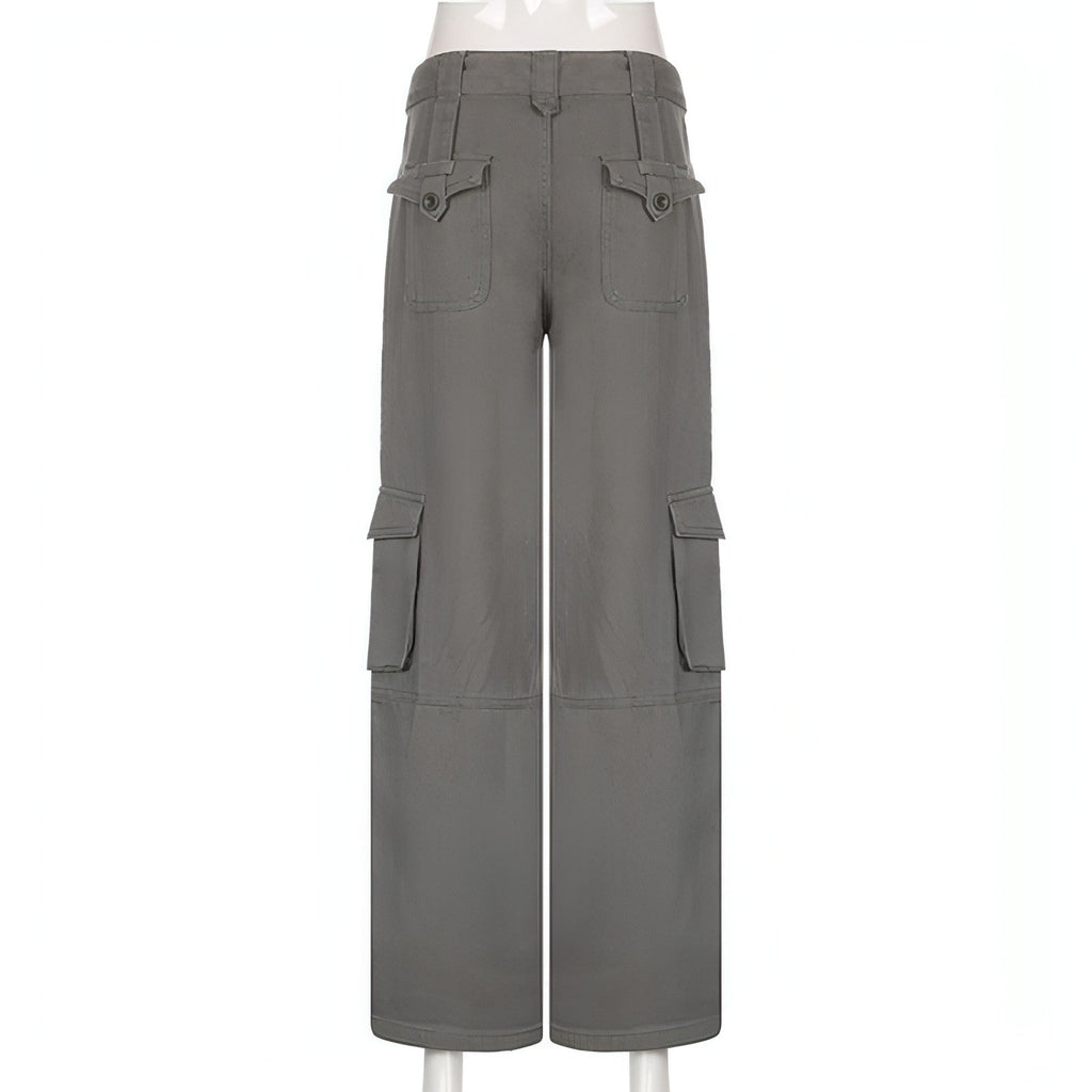 Women’s Utility Cargo Pants – Vintage Multi-Pocket Streetwear Fit