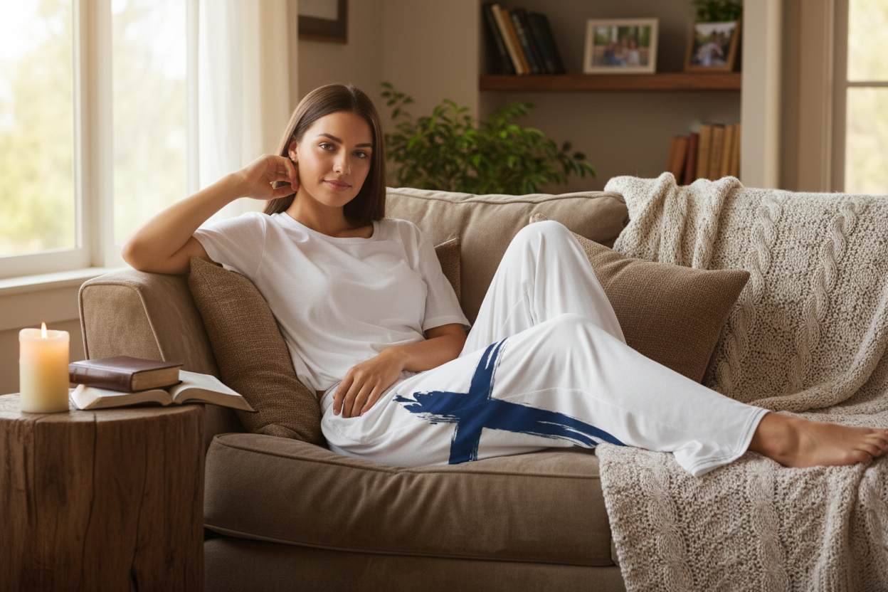 Iron & Oak Blue Cross Lounge Pants Lifestyle 1